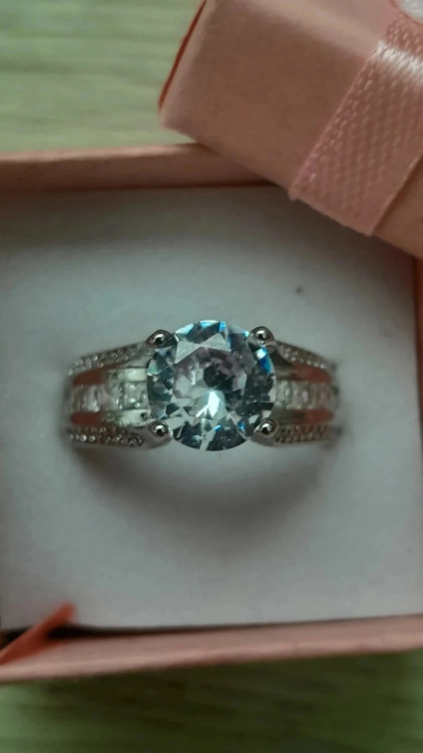 Magnífica Aliança, pedra de cristal, strass, tamanho 58 – photo 4